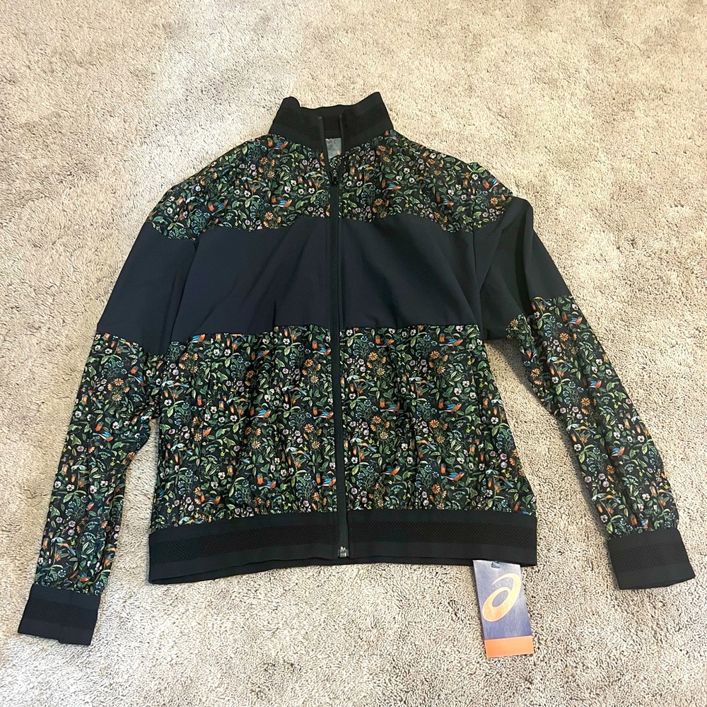 Asics Black and Green Floral Jacket